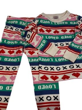 Hanna Andersson  'Loved' Stripe Heart & XOXO Pajama Set - 90/3t